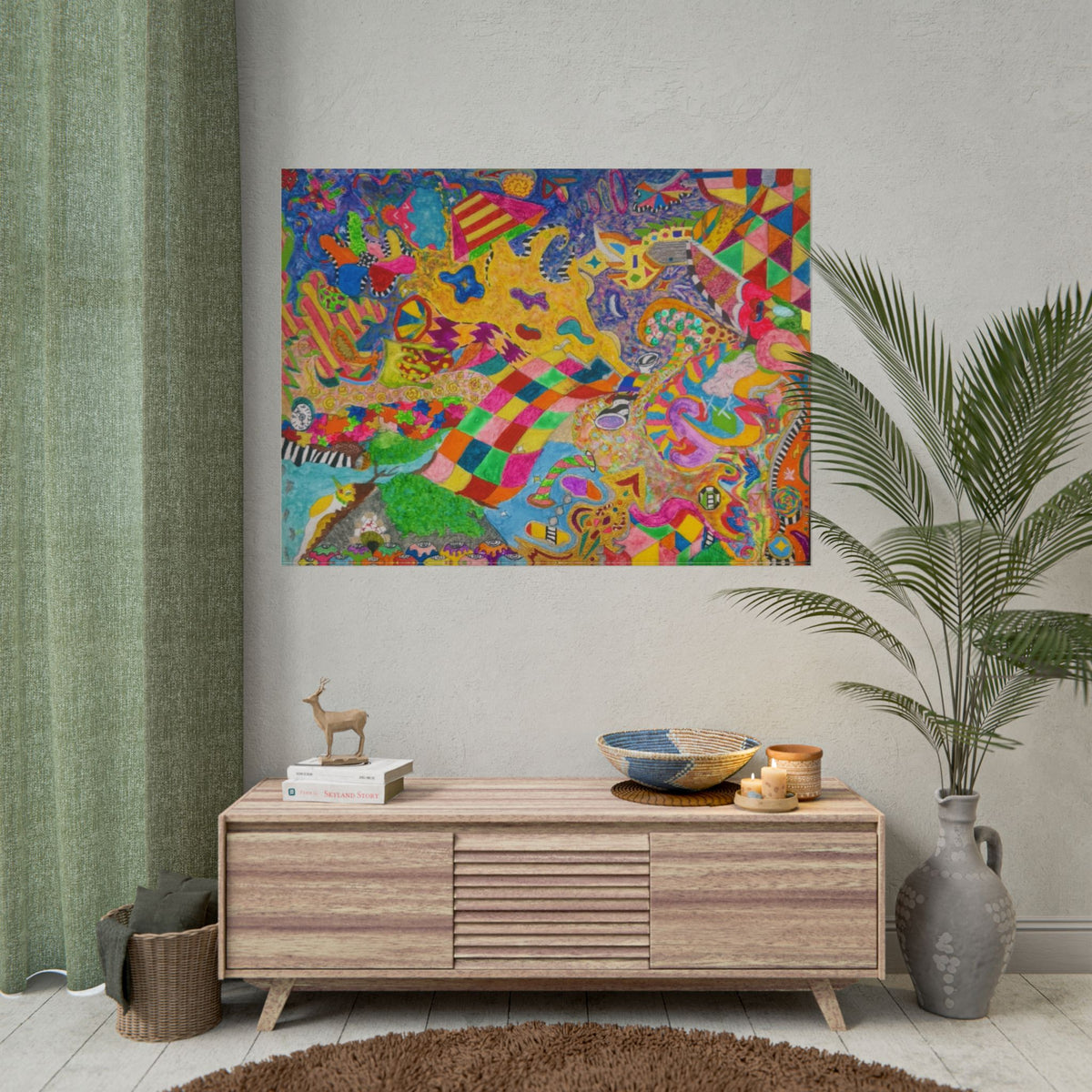 Psychedelic Abstract Art Poster — Colorful Surreal Rolled Poster