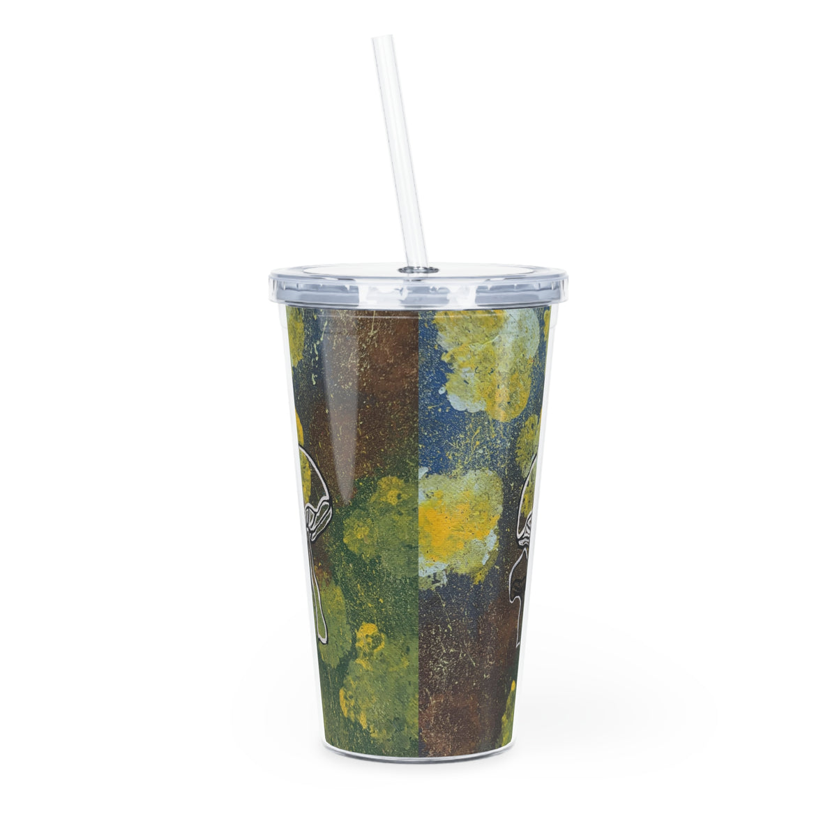Mushroom Art Reusable Tumbler with Straw — Forest Floral Acrylic Cup
