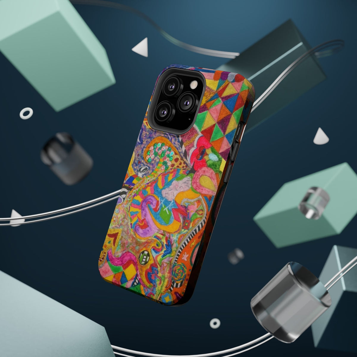 Magnetic Impact-Resistant Phone Case — Colorful Abstract Art Design
