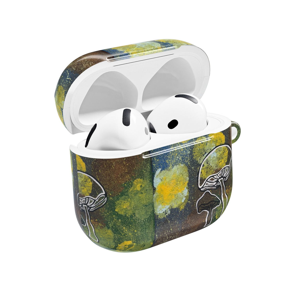 Mushroom Floral AirPod Case — Psychedelic Green & Yellow Protective Cover