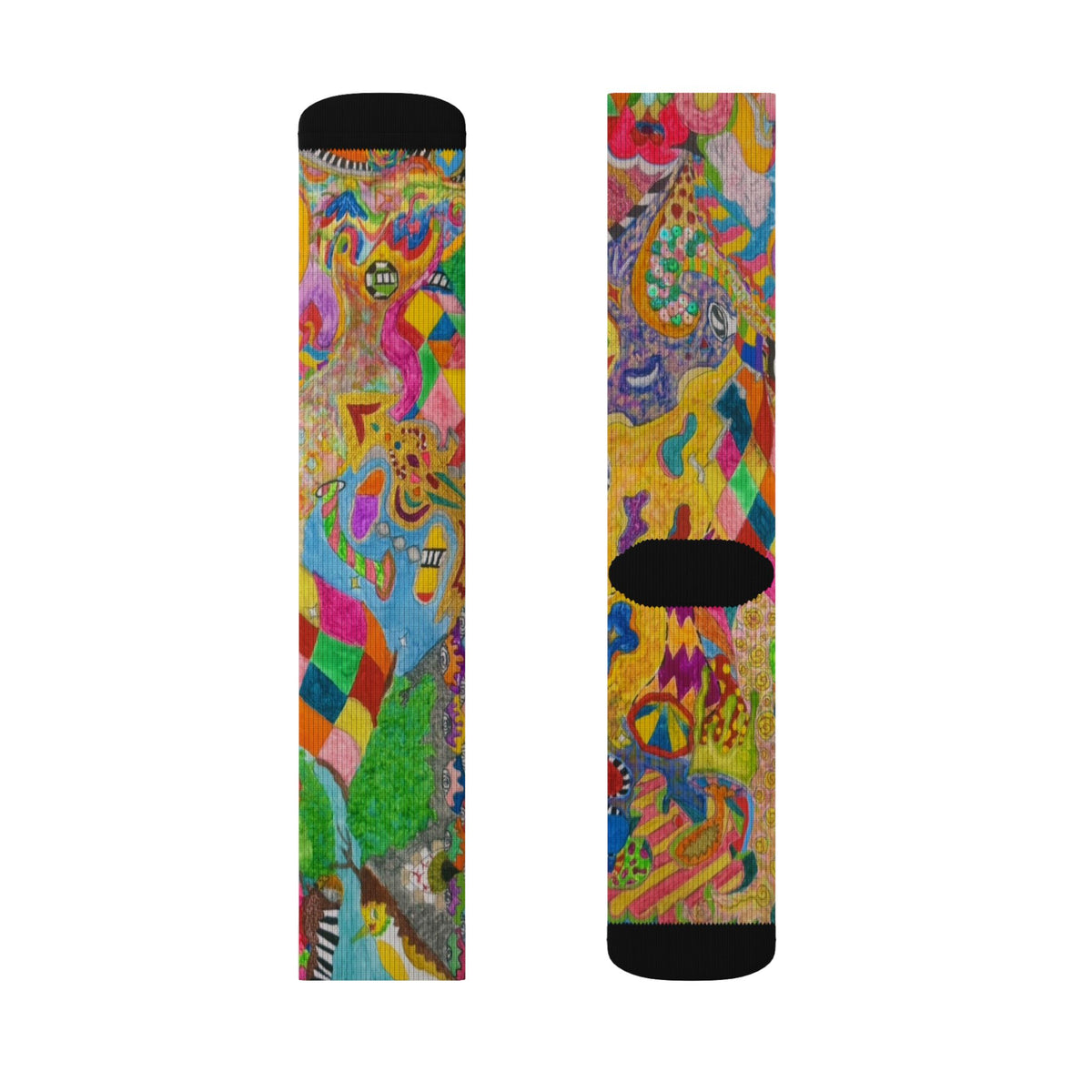 Colorful Abstract Art Sublimation Socks — Vibrant Patterned Crew Socks