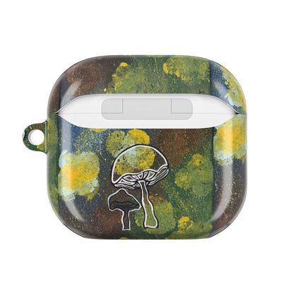 Mushroom Floral AirPod Case — Psychedelic Green & Yellow Protective Cover