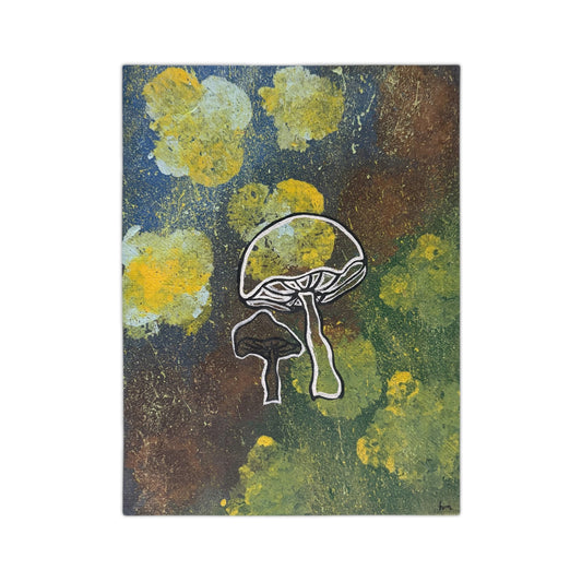 Mushroom Art Microfiber Blanket — Boho Psychedelic Forest Throw