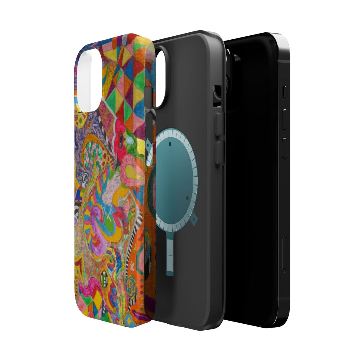 Magnetic Impact-Resistant Phone Case — Colorful Abstract Art Design