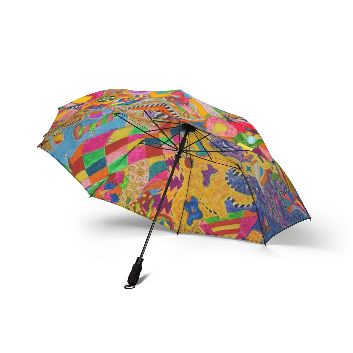 Colorful Abstract Foldable Umbrella — Semi‑Automatic Travel Parasol