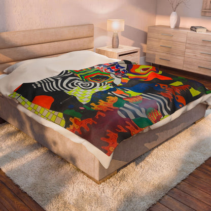 Colorful Psychedelic Art Velveteen Plush Blanket
