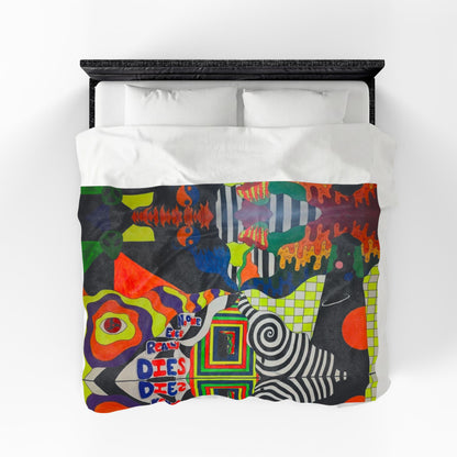 Colorful Psychedelic Art Velveteen Plush Blanket