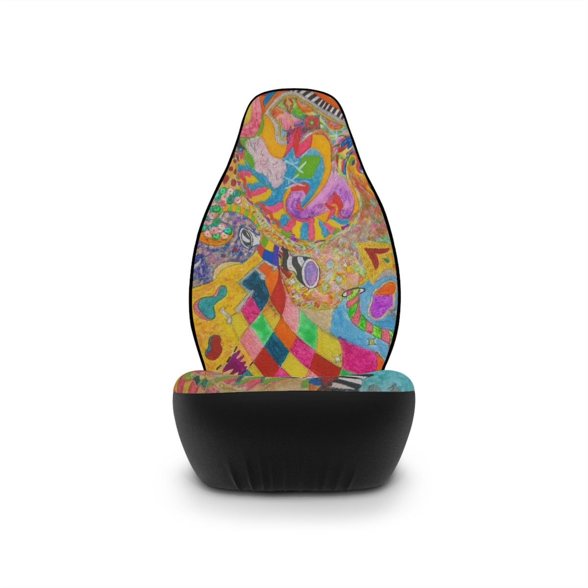 Psychedelic Patchwork Car Seat Covers — Colorful Boho Auto Seat Protectors