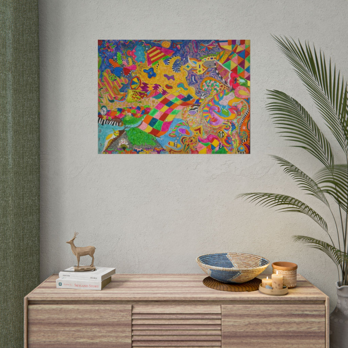 Psychedelic Abstract Art Poster — Colorful Surreal Rolled Poster