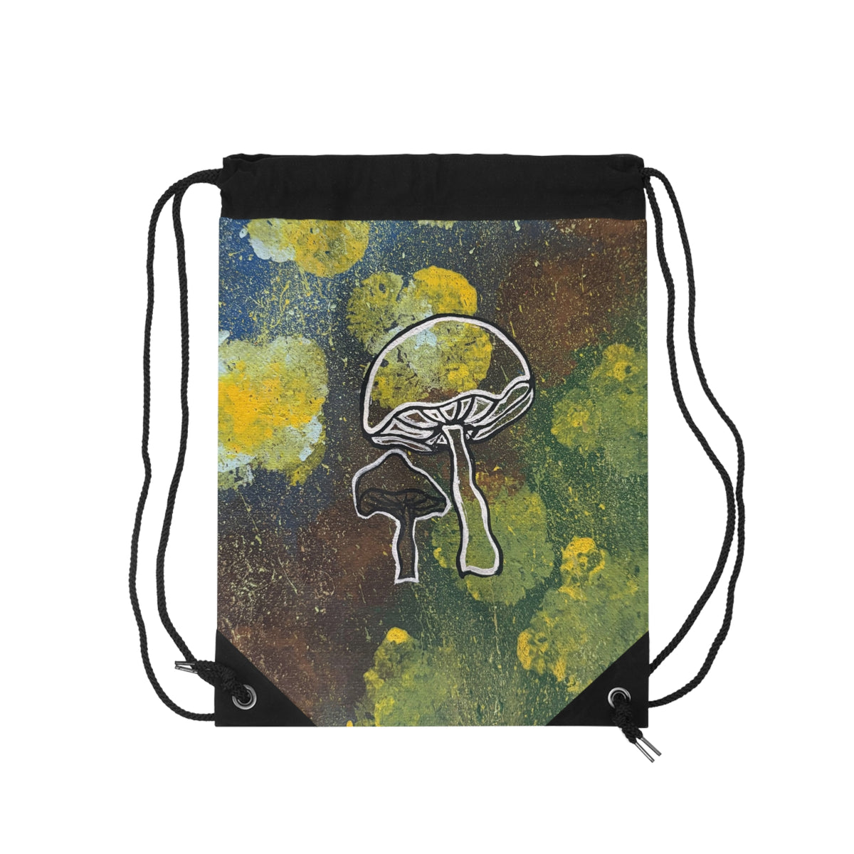 Mushroom Art Drawstring Bag - Psychedelic Forest Tote for Nature Lovers