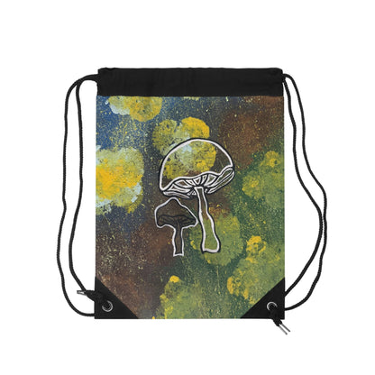 Mushroom Art Drawstring Bag - Psychedelic Forest Tote for Nature Lovers