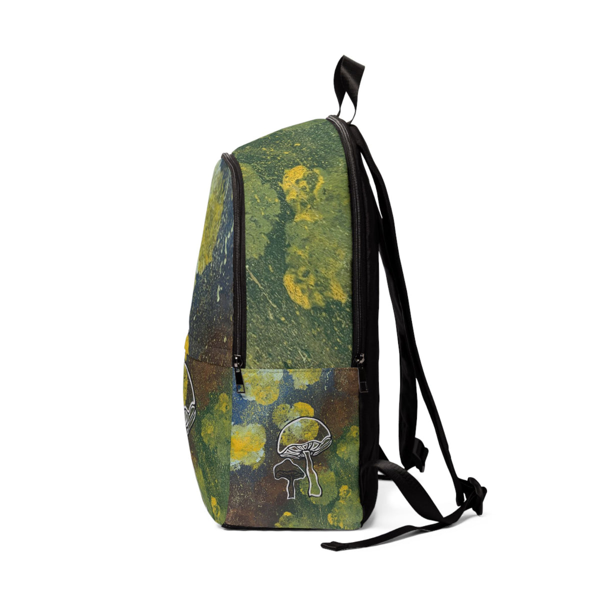 Moss & Mushroom Fabric Backpack — Botanical Watercolor Print