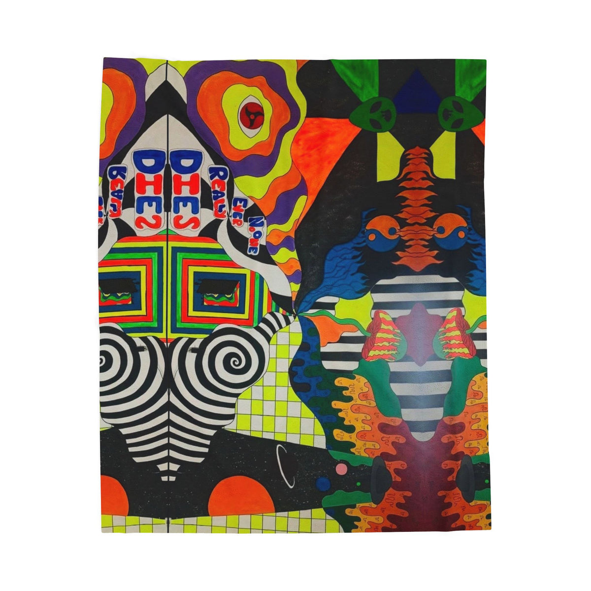 Colorful Psychedelic Art Velveteen Plush Blanket