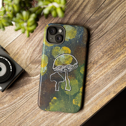 Mushroom Art Tough Phone Case — Botanical Forest Vibes, Protective iPhone Cover