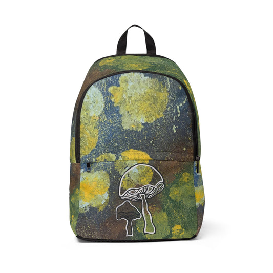 Moss & Mushroom Fabric Backpack — Botanical Watercolor Print