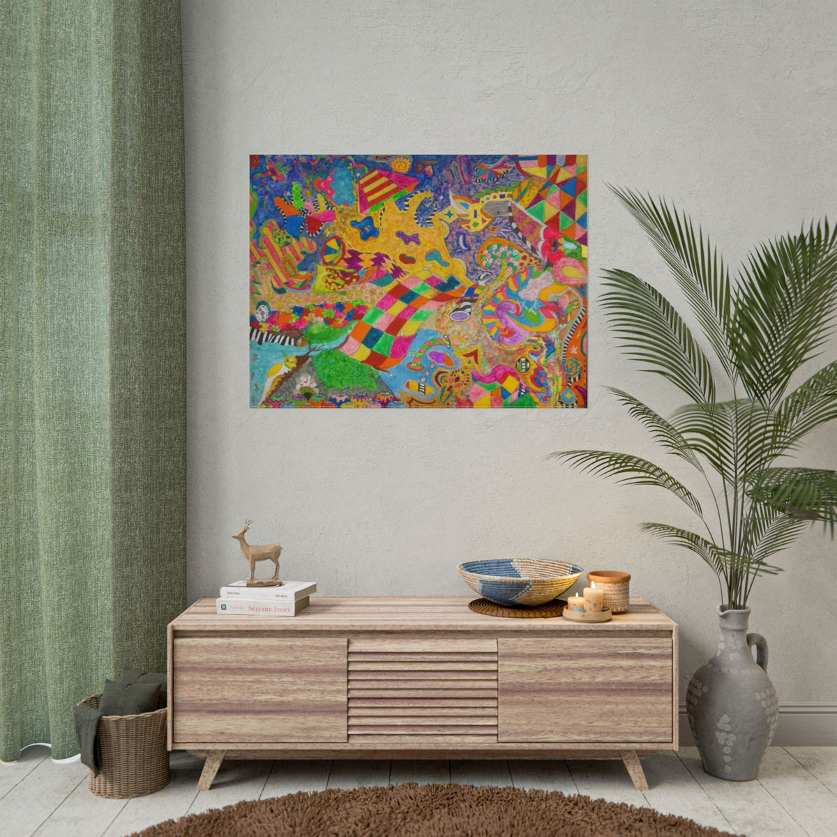Psychedelic Abstract Art Poster — Colorful Surreal Rolled Poster