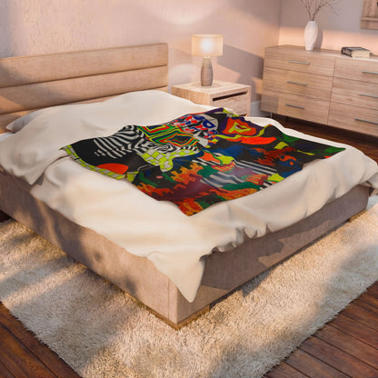 Colorful Psychedelic Art Velveteen Plush Blanket