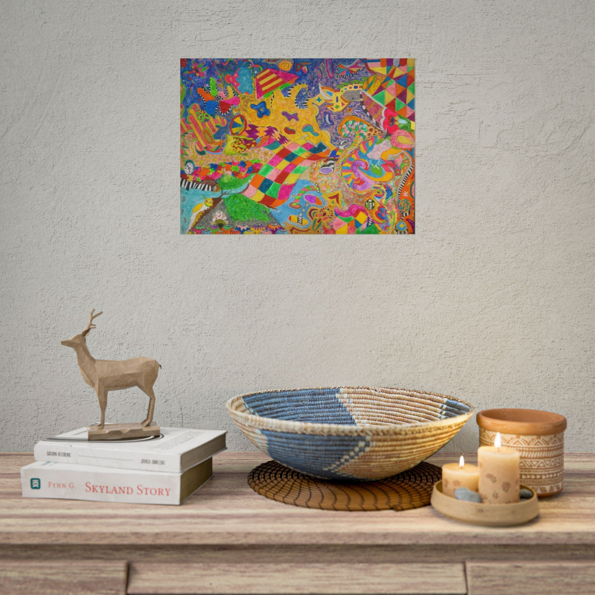 Psychedelic Abstract Art Poster — Colorful Surreal Rolled Poster