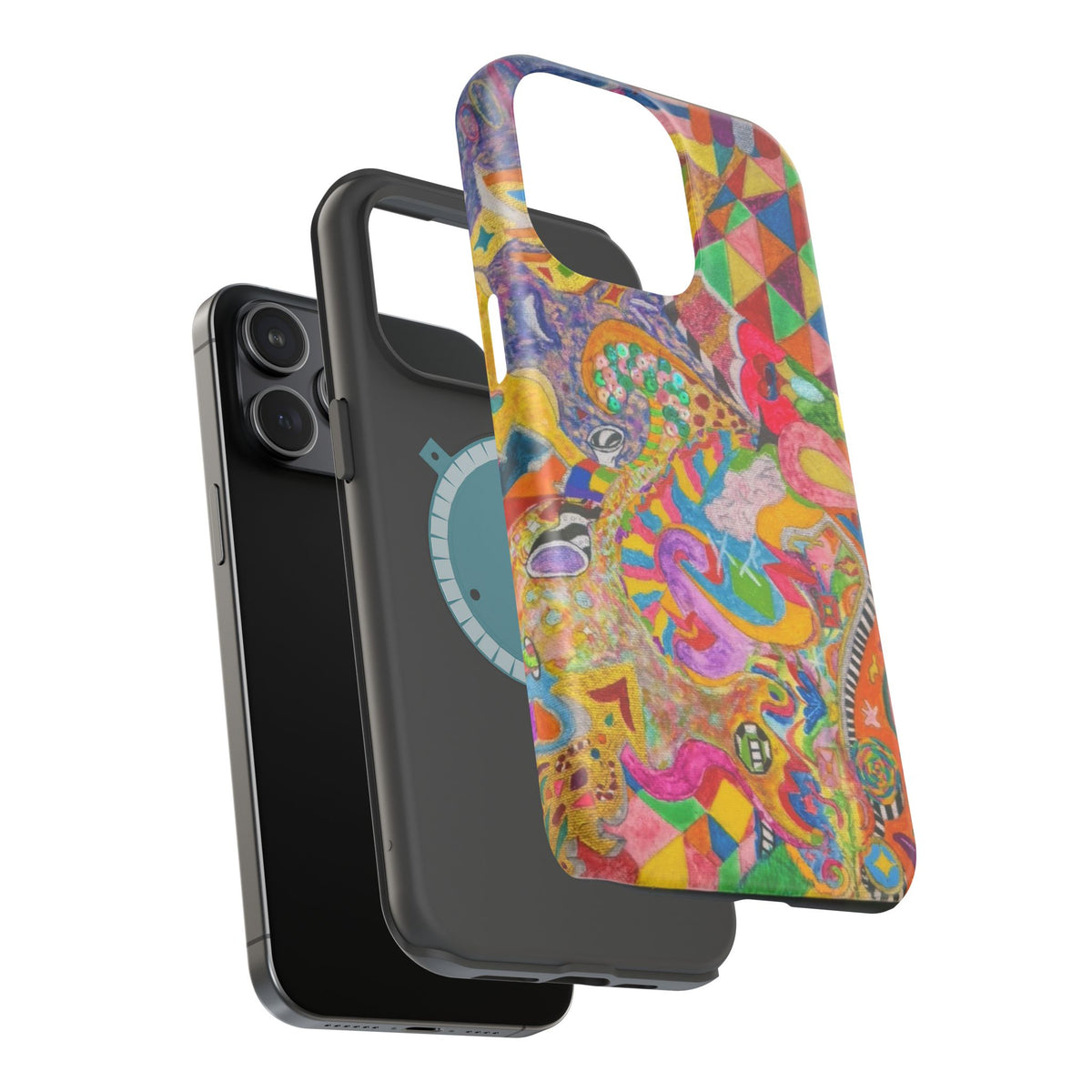 Magnetic Impact-Resistant Phone Case — Colorful Abstract Art Design
