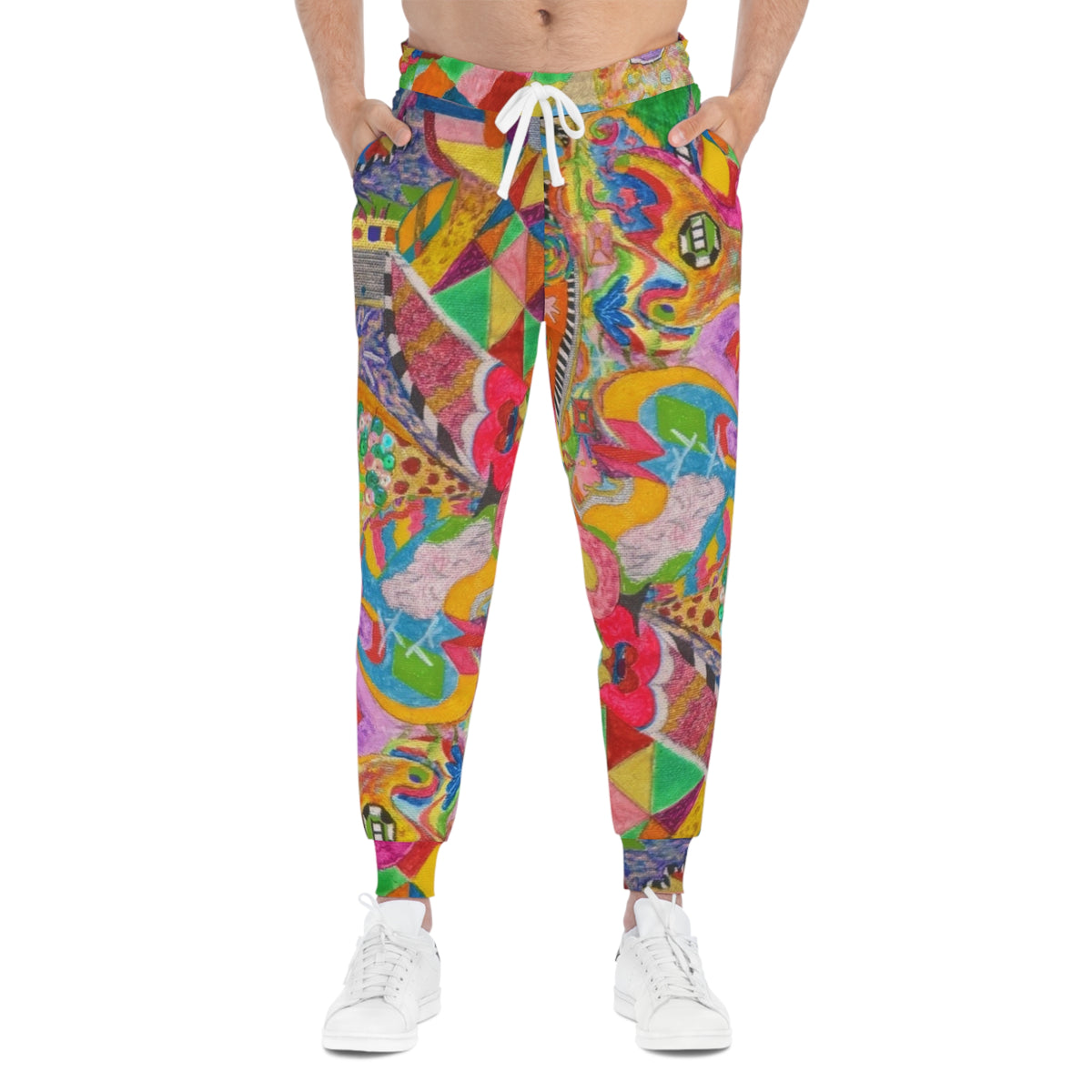 Psychedelic Abstract Joggers — Colorful All-Over-Print Athletic Pants