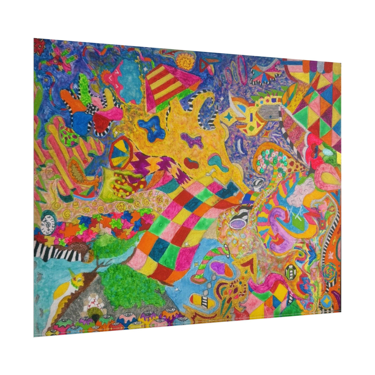 Psychedelic Abstract Art Poster — Colorful Surreal Rolled Poster
