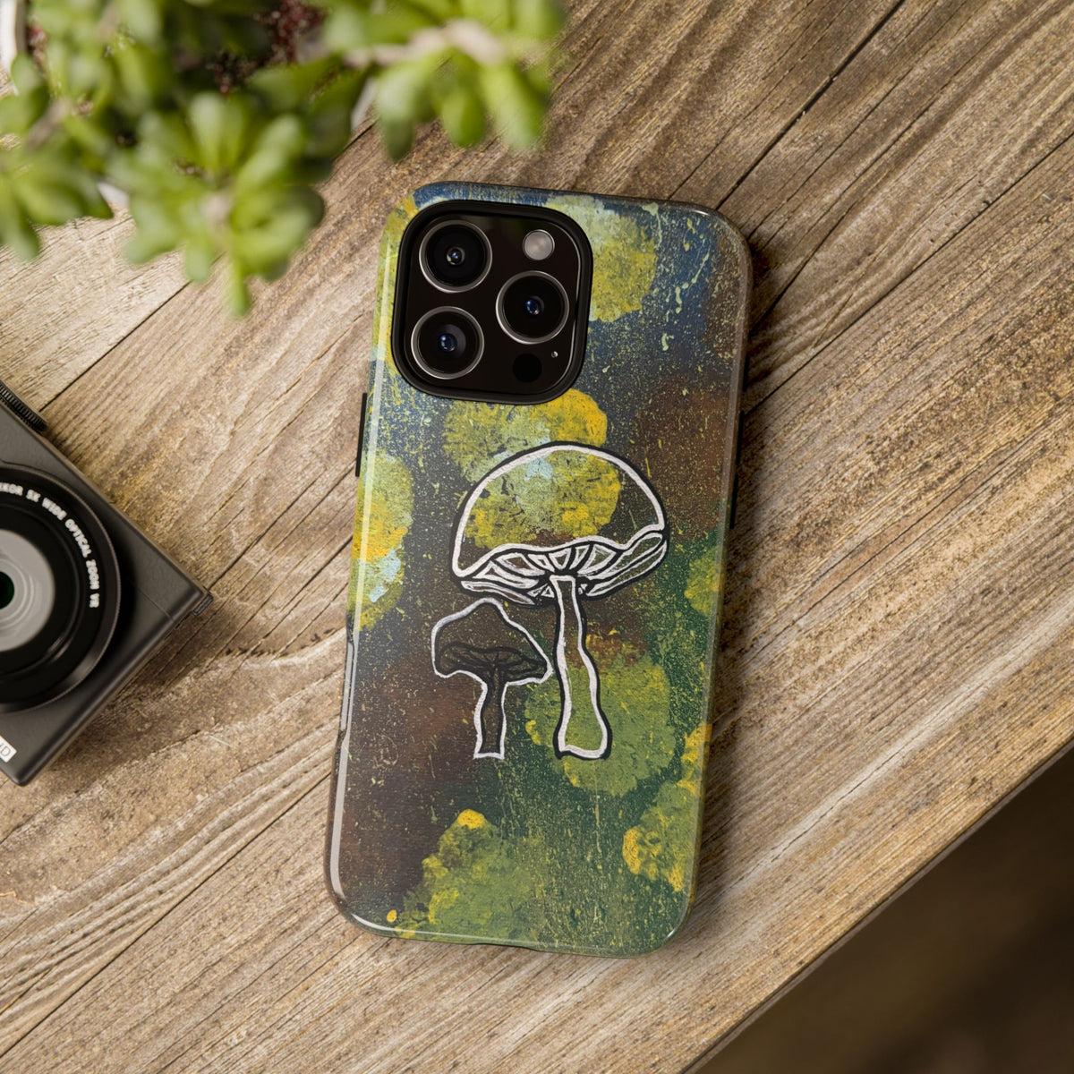 Mushroom Art Tough Phone Case — Botanical Forest Vibes, Protective iPhone Cover