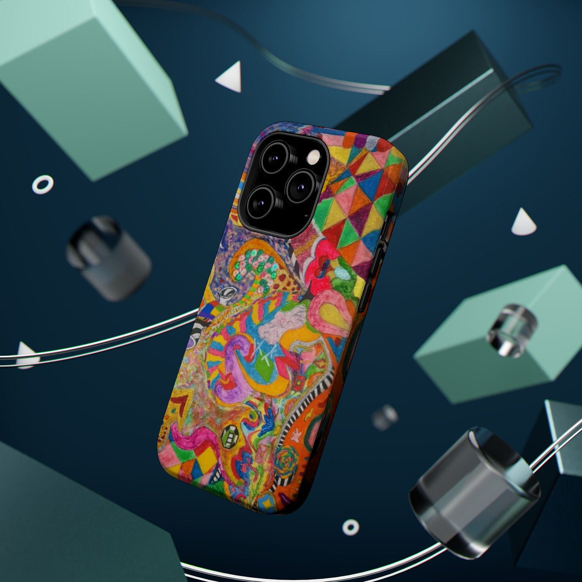 Magnetic Impact-Resistant Phone Case — Colorful Abstract Art Design
