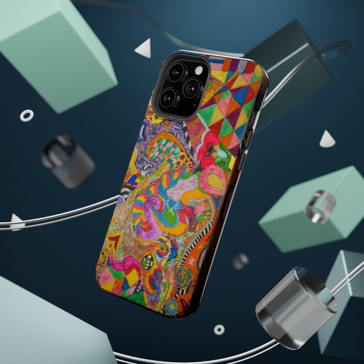 Magnetic Impact-Resistant Phone Case — Colorful Abstract Art Design