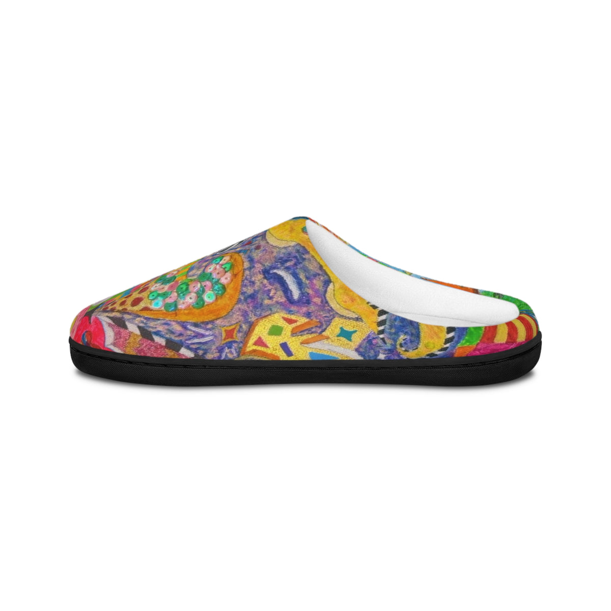 Psychedelic Paisley Men's Indoor Slippers — Colorful Retro House Shoes