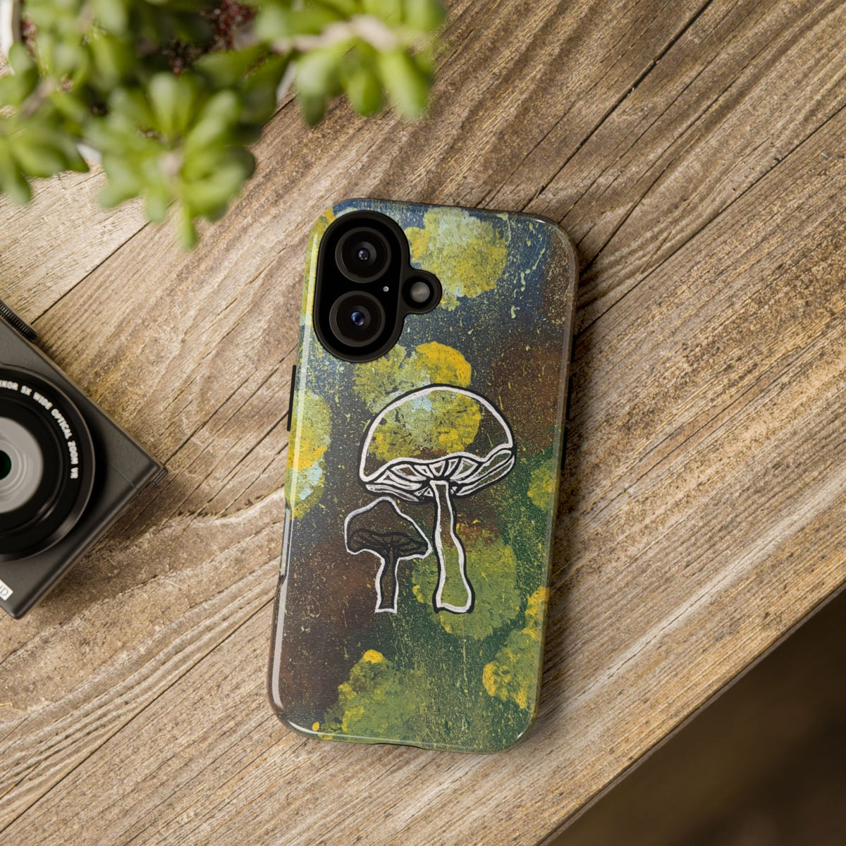 Mushroom Art Tough Phone Case — Botanical Forest Vibes, Protective iPhone Cover
