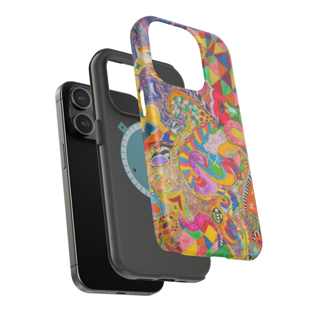 Magnetic Impact-Resistant Phone Case — Colorful Abstract Art Design