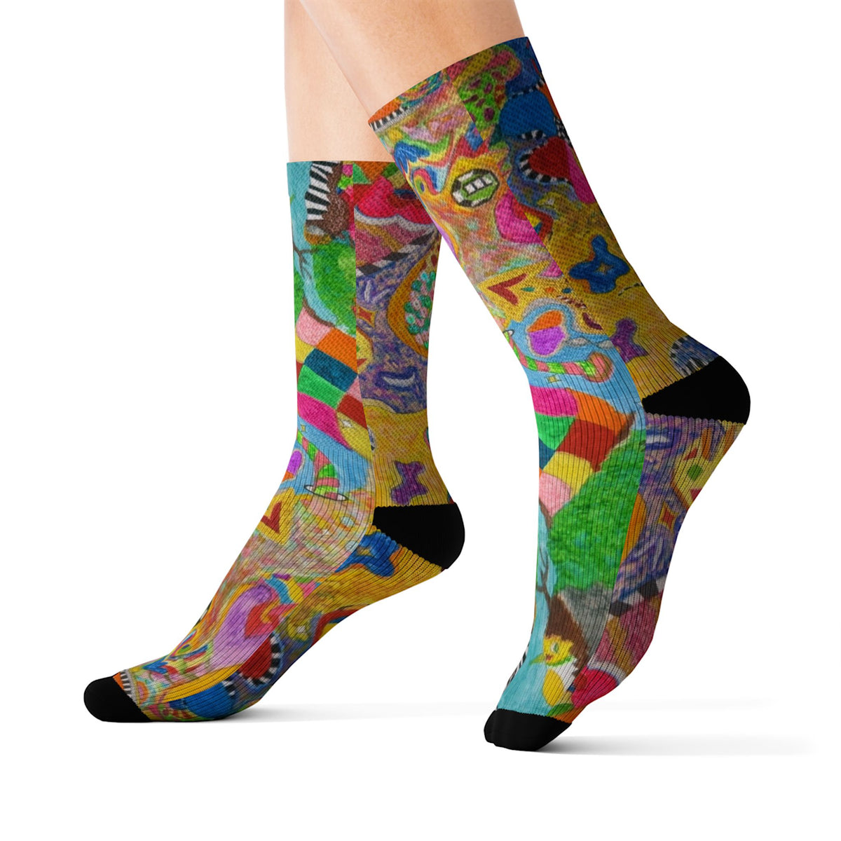 Colorful Abstract Art Sublimation Socks — Vibrant Patterned Crew Socks