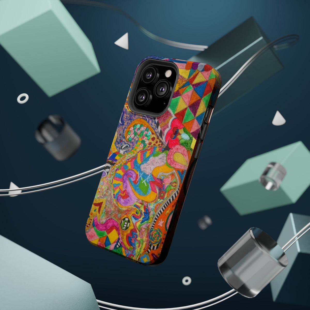 Magnetic Impact-Resistant Phone Case — Colorful Abstract Art Design