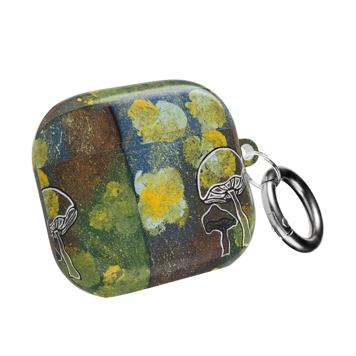 Mushroom Floral AirPod Case — Psychedelic Green & Yellow Protective Cover