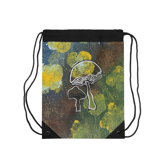 Mushroom Art Drawstring Bag - Psychedelic Forest Tote for Nature Lovers