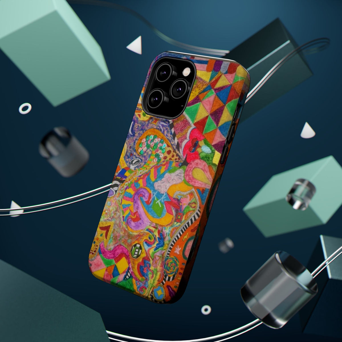 Magnetic Impact-Resistant Phone Case — Colorful Abstract Art Design