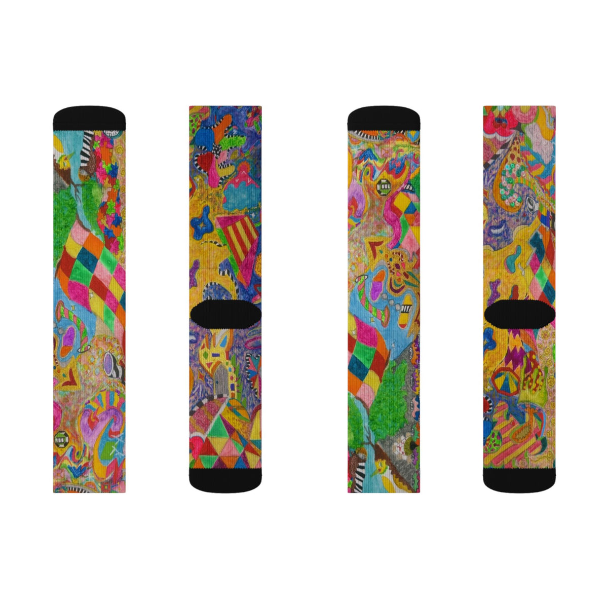 Colorful Abstract Art Sublimation Socks — Vibrant Patterned Crew Socks