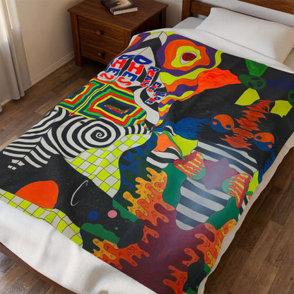 Colorful Psychedelic Art Velveteen Plush Blanket