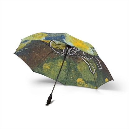 Foldable Umbrella — Abstract Yellow Floral with Jellyfish Illustration