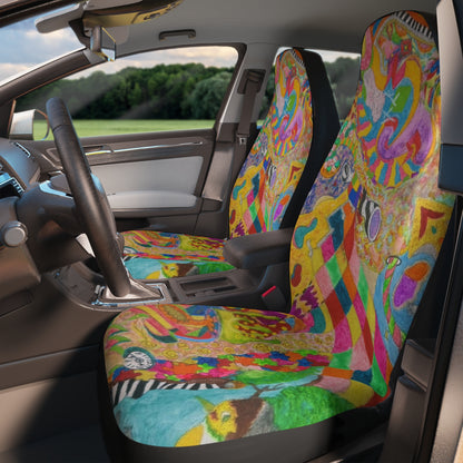 Psychedelic Patchwork Car Seat Covers — Colorful Boho Auto Seat Protectors
