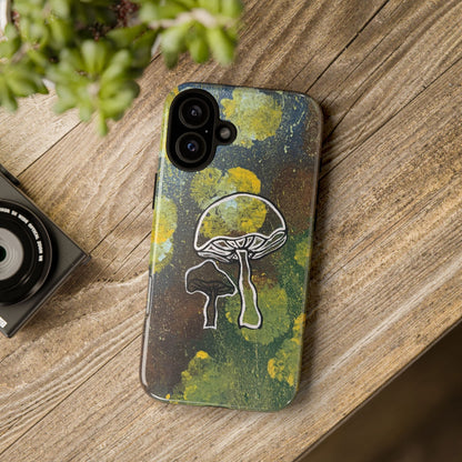 Mushroom Art Tough Phone Case — Botanical Forest Vibes, Protective iPhone Cover