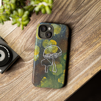 Mushroom Art Tough Phone Case — Botanical Forest Vibes, Protective iPhone Cover