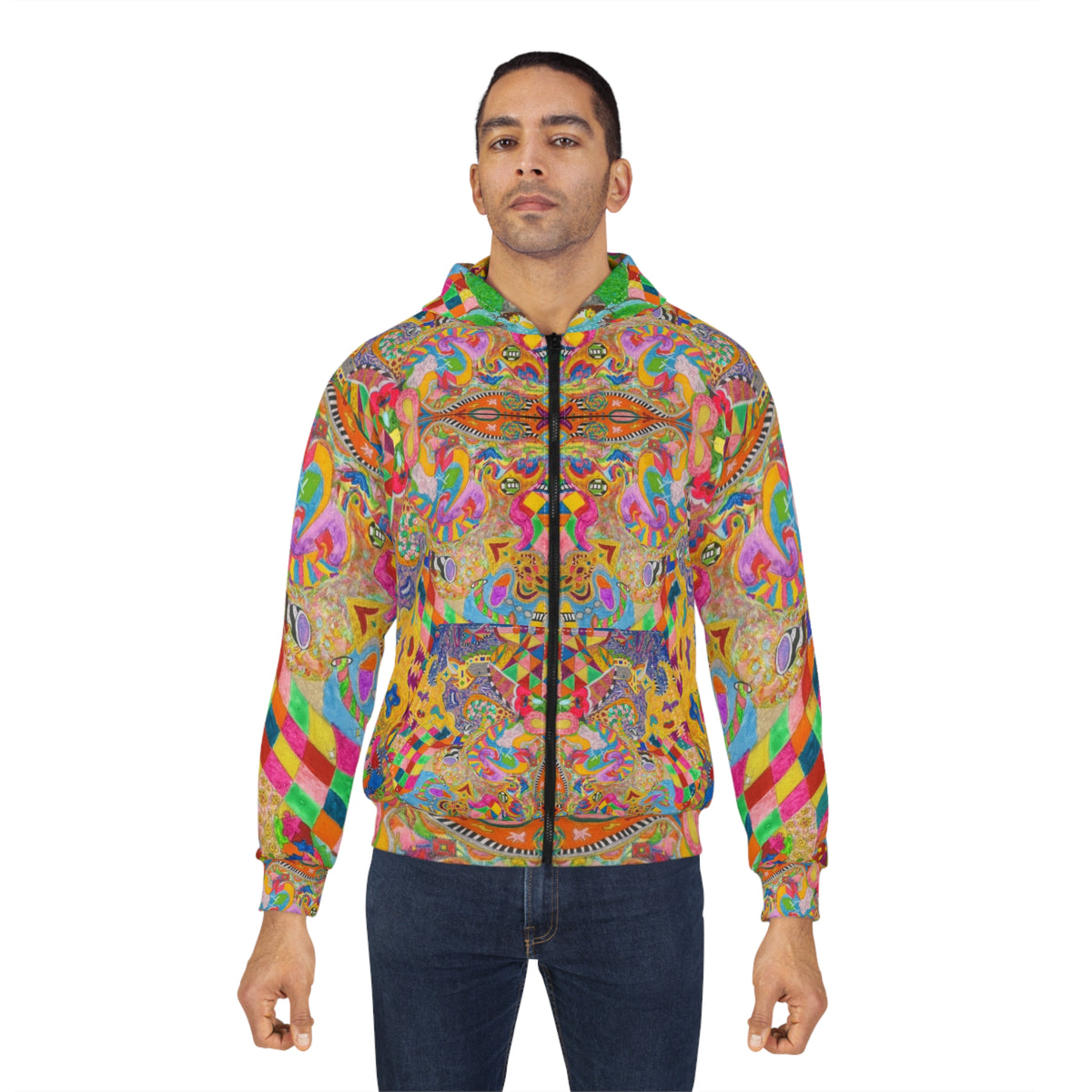 Colorful Psychedelic Paisley Zip Hoodie