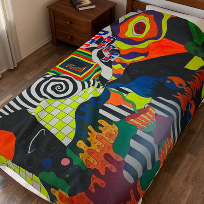 Colorful Psychedelic Art Velveteen Plush Blanket