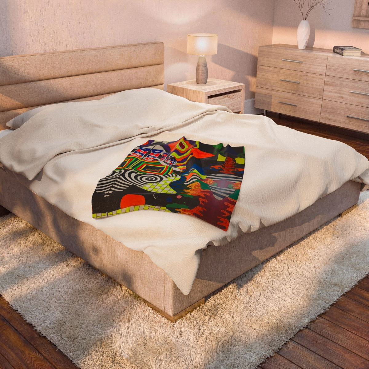 Colorful Psychedelic Art Velveteen Plush Blanket