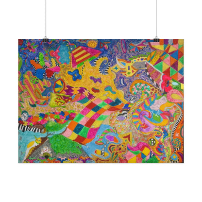 Psychedelic Abstract Art Poster — Colorful Surreal Rolled Poster