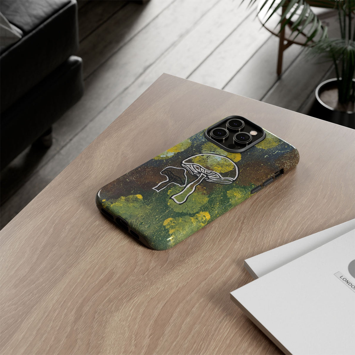 Mushroom Art Tough Phone Case — Botanical Forest Vibes, Protective iPhone Cover