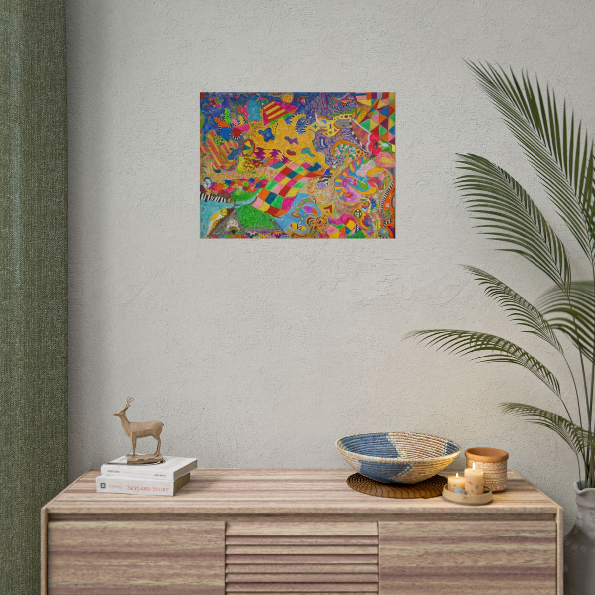 Psychedelic Abstract Art Poster — Colorful Surreal Rolled Poster
