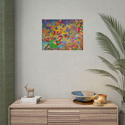 Psychedelic Abstract Art Poster — Colorful Surreal Rolled Poster