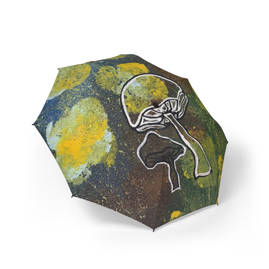 Foldable Umbrella — Abstract Yellow Floral with Jellyfish Illustration